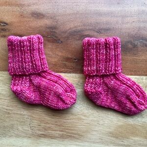 SOLD! Hand knit Baby Socks—that will actually stay on your baby’s feet!